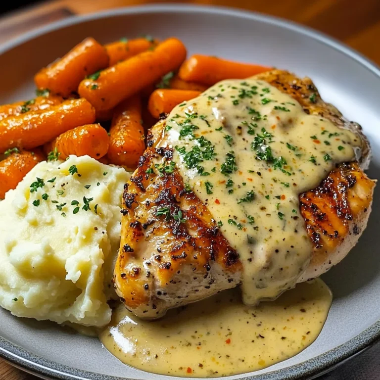 Herb Cream Chicken with Mashed Potatoes & Glazed Carrots