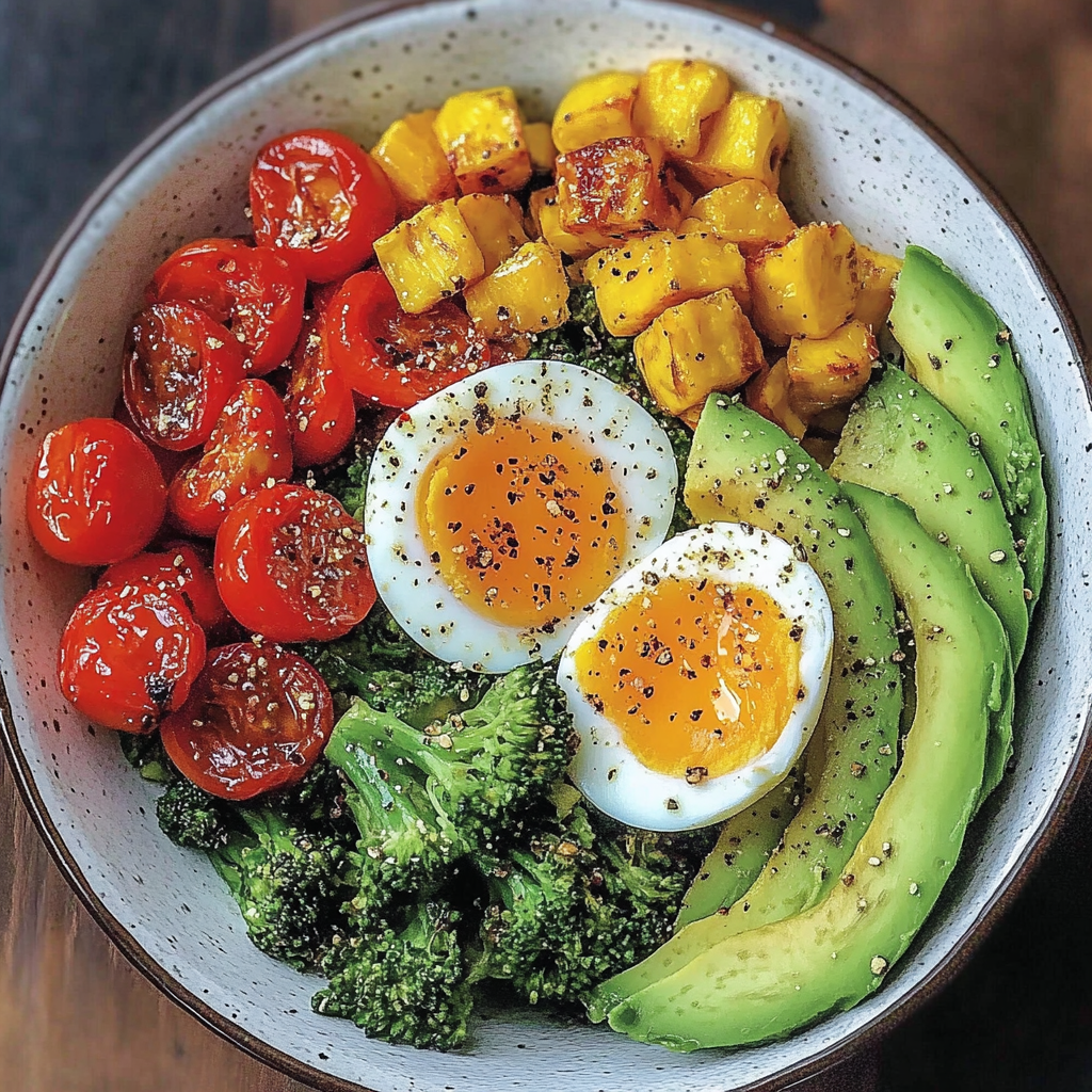 Avocado, Egg & Roasted Veggie Bowl