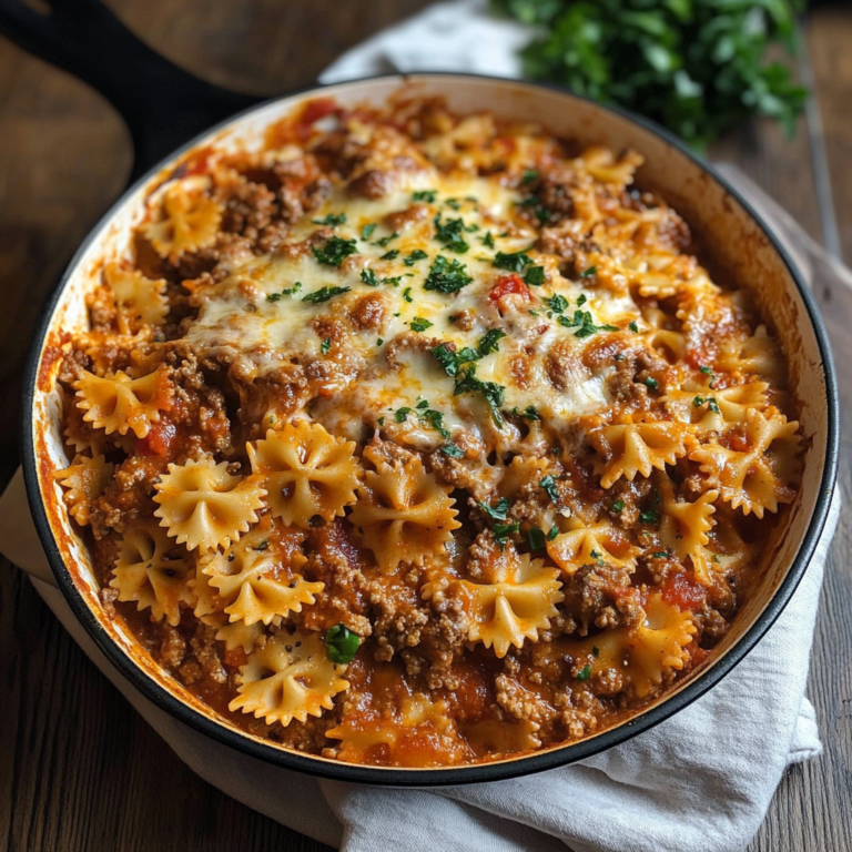 Creamy Baked Velveeta Bowtie Pasta with Italian Beef Marinara